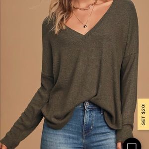 Lulu’s Olive Green Ribbed Sweater